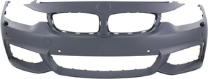 Front Bumper Cover for BMW 4-Series 2014-2020, Primed (Ready to Paint), with M Sport Package, with Headlight and Parking Distance Control Sensor Holes, without Park Assist Sensor Holes/Camera, Replacement