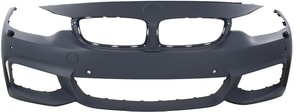 Front Bumper Cover for BMW 4-Series 2014-2020, Primed (Ready to Paint), with M Sport Package, Headlight, Park Assist Sensor, PDC Sensor Holes, Camera, Replacement Models: 420i, 428i, 430i, 435i, 440i