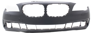 Front Bumper Cover for BMW 7-Series 2013-2015, Primed (Ready to Paint), without M Package, without Parking Distance Control Sensor Holes, Replacement