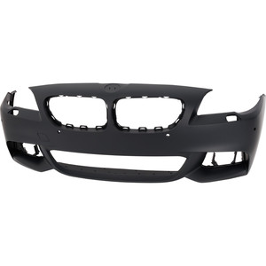 Front Bumper Cover for BMW 5-Series 2014-2016 Sedan, Primed (Ready to Paint), with M Package, with Park Distance Control Sensor Holes, without Camera Hole, Replacement