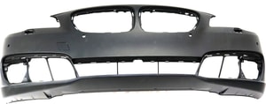 Front Bumper Cover for BMW 5-Series, Models 2014-2016, Sedan, without M Package, with Park Distance Control Sensor Holes, without Camera Hole, Primed (Ready to Paint), Replacement