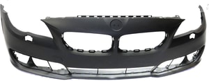 Front Bumper Cover for BMW 5-Series 2014-2016 Sedan, Primed (Ready to Paint), without M Package, without Park Distance Control Sensor Holes, Replacement