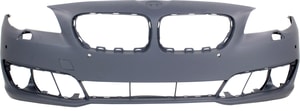 Front Bumper Cover for BMW 5-Series 2014-2016, Primed (Ready to Paint), without M Package, with Park Distance Control Sensor and Camera Hole, Sedan, Replacement Models: 528i, 535i, 550i. (CAPA Certified)