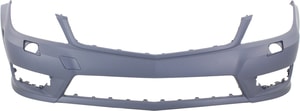 Front Bumper Cover for Mercedes-Benz C-Class (2012-2015), Coupe/Sedan (2012-2014), AMG Styling Package, Primed (Ready to Paint), with Headlight Hole, Excludes C63 AMG Model, Replacement