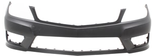 Front Bumper Cover for Mercedes-Benz C-Class 2012-2015, Primed (Ready to Paint), with AMG Styling Package, without Headlight, Ptronic, Side Marker Light Holes, Excluding C63 AMG Model, Coupe/Sedan 2012-2014, Replacement