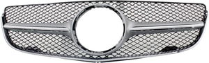 Grille for Mercedes-Benz E-Class 2014-2017, Coupe, Shiny Black Shell and Insert without Camera Hole, Replacement