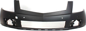 Front Bumper Cover for SRX Cadillac 2010-2012 Upper, Primed (Ready to Paint), Without Headlight Holes, With Parking Assist Sensor Holes, Replacement