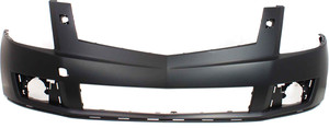 Front Bumper Cover for Cadillac SRX 2010-2012, Upper, Primed (Ready to Paint), with Headlight Holes, without Parking Assist Sensor Holes, Replacement (CAPA Certified)