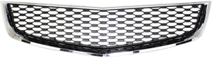 Front Bumper Grille for Chevrolet Equinox 2010-2015, Chrome Shell with Painted Black Insert, Replacement