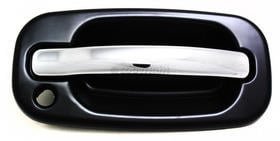 Front Exterior Door Handle for Silverado/Sierra Chevrolet/GMC 1999-2006, Right Passenger, Chrome Lever with Smooth Black Bezel, with Keyhole, Includes 2007 Classic, Replacement