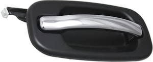 Rear Exterior Door Handle for Chevy Silverado/GMC Sierra 2000-2006, Right Passenger, Chrome Lever+Smooth Black Bezel, Crew Cab, Includes 2007 Classic, Replacement
