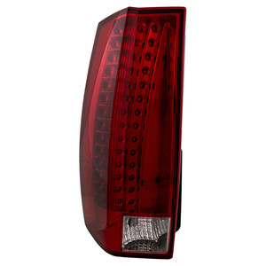 LED Tail Light Assembly for Cadillac Escalade/Escalade ESV Base Model, 2007-2014, Left Driver, Red and Clear Lens, Replacement