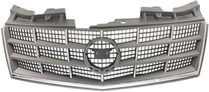 Gray Shell and Insert Grille for Cadillac STS 2008-2011, Excluding Adaptive Cruise Control and Platinum Edition, Replacement