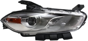 Headlight for Dodge Dart 2013-2016, Right Passenger, Lens and Housing, Xenon, without HID Kit, Chrome Interior, Replacement