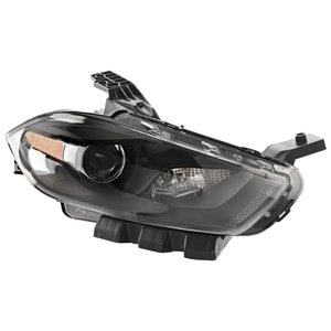 Headlight for Dodge Dart 2013-2016, Right Passenger Side, Lens and Housing, Xenon, Without HID Kit, Black Interior, Replacement