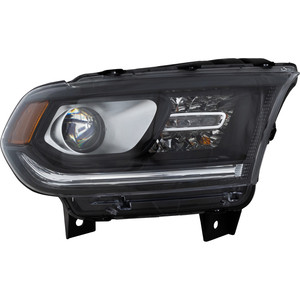 Headlight Assembly for Dodge Durango 2014-2017 SXT/GT Models, Right Passenger Side, Halogen, Black Interior, without LED DRL, Replacement