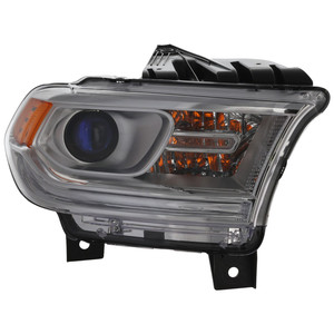 Headlight Assembly for Dodge Durango 2014-2017, Right Passenger, Halogen, Without LED Daytime Running Light, Chrome Interior, Replacement