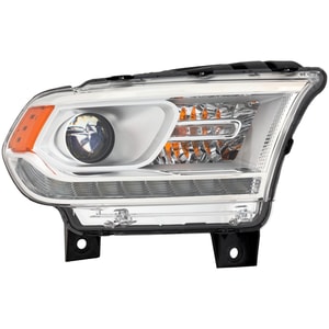 Headlight Assembly for 2014-2015 Durango SXT/GT Models, Right Passenger Side, Chrome Interior, w/ Daytime Running Light, Halogen, Replacement