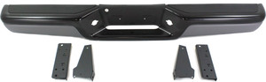 Step Bumper for Dodge Dakota 1997-2004, Featuring Face Bar, Pad with Provision, Plus Mounting Bracket, Powdercoated Black with Gray Face Cover, Replacement