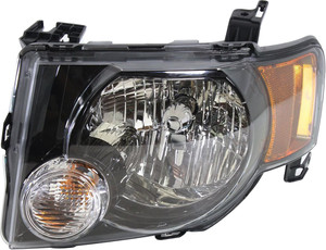 Headlight Assembly, Halogen, Dark Interior for 2009-2012 Ford Escape XLT Model, Left Driver, Sports Appearance Package, Starts from 12-2-08, Replacement