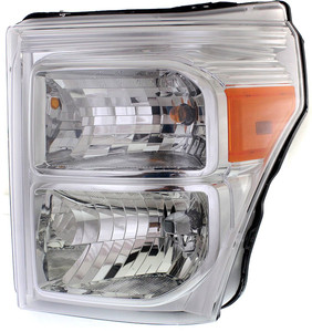 Headlight Assembly for Ford F-Series Super Duty (2011-2016), Left Driver, Halogen, Replacement Models: F-250, F-350, F-450, F-550.