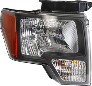 Headlight Assembly for Ford F-150 2010, Left Driver, Halogen, with Sterling Gray Trim, from May 1, 2010, Replacement
