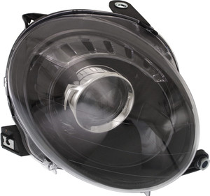 Projector Headlight Assembly for Fiat 500 Hatchback 2012-2019, Halogen, Right Passenger with Black Trim, Replacement (CAPA Certified)