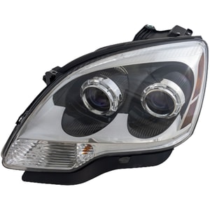 Headlight Assembly for GMC Acadia 2007-2008, Left Driver, 1st Design, Halogen, Blue Projector Lens, Replacement