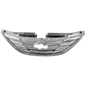 Grille for Hyundai Sonata 2011-2013, Chrome Shell and Insert, Type 1, Made from ABS Plastic, Excludes Hybrid Model, Replacement