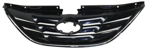 Grille for Hyundai Sonata 2011-2014, Paint to Match Shell and Insert, with Chrome Molding, Type 1, Excludes Hybrid Model, Replacement
