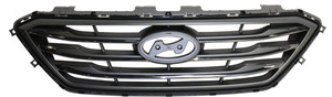 Grille for 2015-2017 Hyundai Sonata, Sport Type, Painted Silver Gray Shell, Insert with Chrome Molding, Excludes Hybrid Model, Without Auto Cruise Control, Replacement