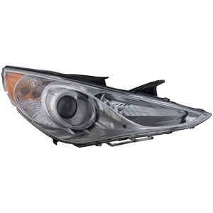 Right Passenger Halogen Headlight Assembly for Hyundai Sonata 2011-2014, Type 2, Chrome Interior, Excludes Hybrid Model, Replacement