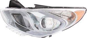 Headlight Assembly for Hyundai Sonata 2011-2015, Left Driver, Hybrid Model, Replacement (CAPA Certified)