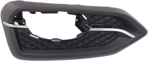 Front Fog Light Molding for 2014-2015 Honda Civic Coupe, Left Driver, 1.8L Engine, Black with Chrome Trim, Replacement
