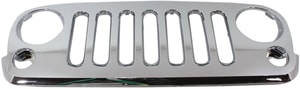 Plastic Grille with Chrome Shell and Insert for 2007-2016 Jeep Wrangler (JK), Replacement