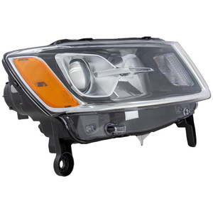 Headlight Assembly for Jeep Grand Cherokee (2014-2016), Right Passenger Side, Chrome Trim, Standard Type, Replacement
