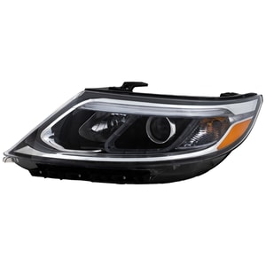 Headlight Assembly for Kia Sorento LX Model 2014-2015, Left Driver, Halogen, Without LED Accents and Auto Level Control, Replacement (CAPA Certified)
