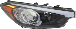 Headlight Assembly for Kia Forte 2014-2016, Right Passenger Side, Halogen, without LED Position Light, LX Model Sedan, Replacement