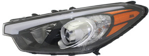 Headlight Assembly for Kia Forte 2014-2016 Sedan LX Model, Left Driver, Halogen, Without LED Position Light, Replacement