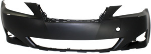 Front Bumper Cover for Lexus IS250/IS350 (2006-2008), Primed (Ready to Paint), with Headlight Washer Holes, without Pre-Collision System, Replacement