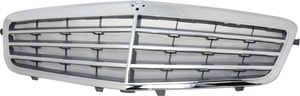 Chrome Shell Grille for Mercedes-Benz E-Class 2010-2013, PTM Insert, without Distronic Cruise Control, Suitable for Base Package, Sedan/Wagon, Replacement