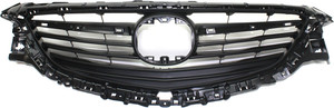 Textured Dark Gray Shell and Insert Grille for 2014-2017 Mazda 6, without LED Light Holes, Replacement (CAPA Certified)