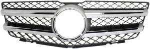 Grille for GLK250/GLK350 Mercedes-Benz 2010-2015, Black Shell and Insert with Chrome Molding, without Logo, with Aluminum Trim, Replacement
