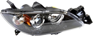 Headlight for Mazda 3 Sedan 2004-2006, Right Passenger Side, Lens and Housing, Xenon, without HID Kit, Replacement