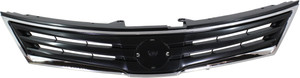 Chrome Shell/Painted Black Insert Grille for 2010-2012 Nissan Versa, 1.8L Engine, Replacement