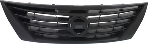 Grille for Nissan Versa Sedan 2012-2014, Textured Gray Shell and Insert without Chrome Trim, Replacement