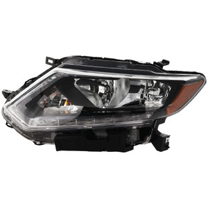 Headlight Assembly for Nissan Rogue 2014-2016, Left Driver, Halogen, Replacement