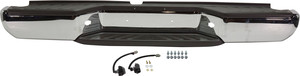 Chrome Step Bumper, Face Bar and Pad for Nissan Frontier 2005-2019, with Pad Provision, without Mounting Bracket and Rear Object Sensor Holes (for 2013-2019 models), Replacement