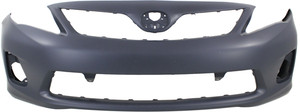 Front Bumper Cover for Toyota Corolla 2011-2013, Primed (Ready to Paint), Suitable for Base, CE, L, LE Models, North America Built Vehicle, w/o Spoiler Holes, Replacement