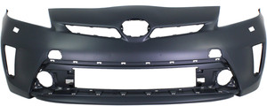 Front Bumper Cover for Toyota Prius/Prius Plug-In 2012-2015, Primed (Ready to Paint), with Headlight Holes, Suitable for Plug-In Models with LED Headlights, Replacement